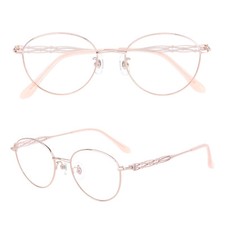Women Titanium Retro Oval Eyeglasses Frame with 1.56 Index Plano Lens Spectacles