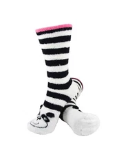Women's Warm Fuzzy Cozy Stripe Bear Animal Cabin Winter Crew Socks - 3 Pairs