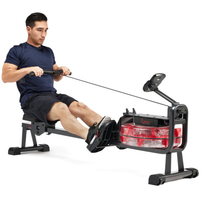 Sunny Health Fitness Hydro Compact Water Smart Rowing Machine