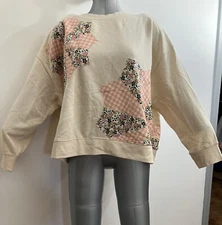 Style & Co Petite Cozy PW Set Top Women's PL Oatmeal Heather Patch Design