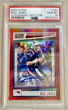 MAC JONES AUTO 2022 Panini Score Red Zone Auto /20 SSP 2nd Year Pop 1 PSA 10