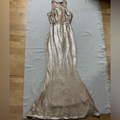 Lulus Women Notorious Matte Rose Gold Sequin Maxi Dress XS | eBay