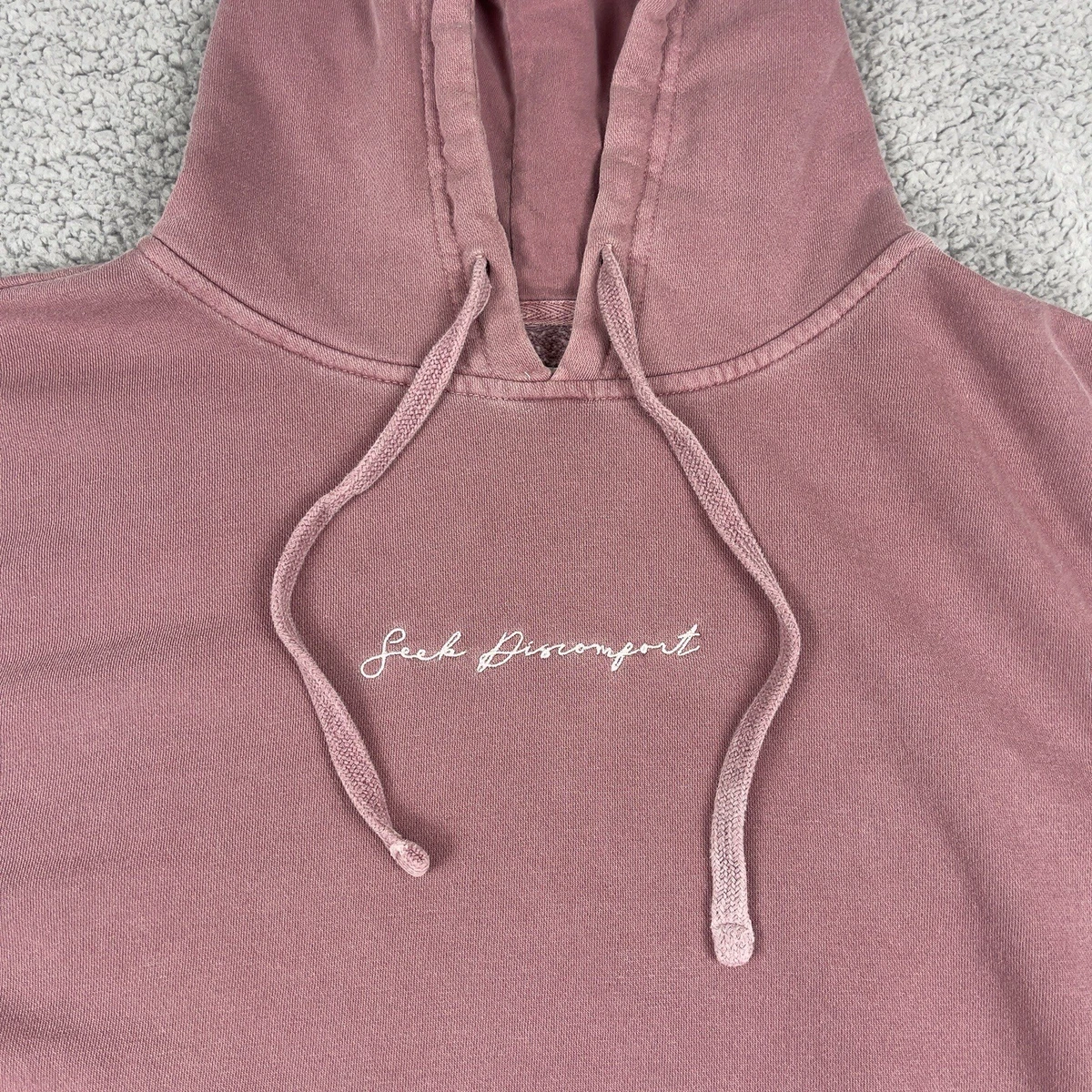 Seek Discomfort Hoodie Mens Medium Red Plum Rare Patch Logo