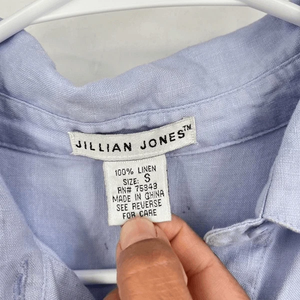 Jillian Jones Women's Linen Long Sleeve Button-Down Shirt Light Blue Size Small - Image 4 of 4