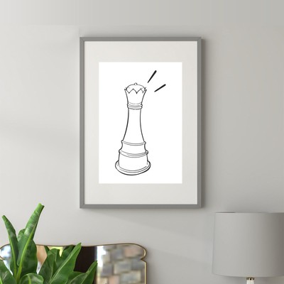 Queen Chess Art, Minimalist Chess Print, One Line Chess Art, Chess Wall Art