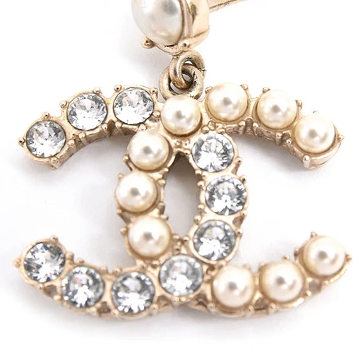 CHANEL Earrings AUTH Coco CC Gold Tone kenkenjp Rhinestone Fake Pearl Gp F/S - Picture 8 of 8