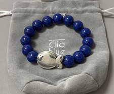 Superbe bracelet argent Clio Blue Bijou bracelet argent massif perles bleues