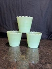 3 Vintage Fire King Jadeite Scallop Edge 3.5” Flower Pots Planters  w/Use Marks