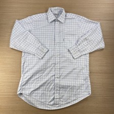 Faconnable Shirt Mens Large 4-16R White Check Button Designer Preppy Made in USA