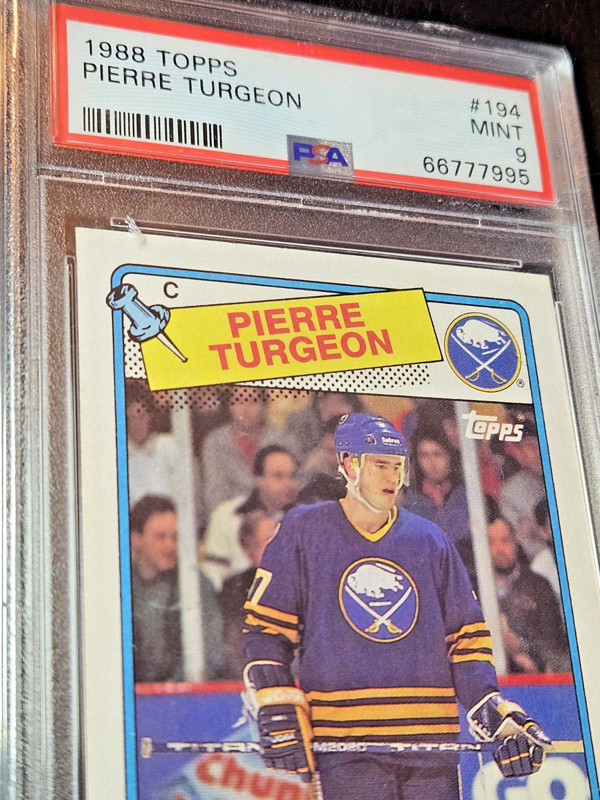 1988-89 TOPPS #194 PIERRE TURGEON PSA 9 MINT BUFFALO SABRES ROOKIE