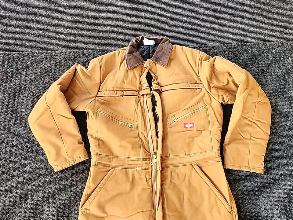 Mono de pato aislado Dickies genuino con cremallera de algodón para hombre 44 alto tostado RN20697 Foto 2 de 4