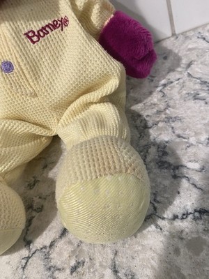VINTAGE 1990'S BEDTIME BARNEY PLUSH YELLOW THERMAL KNIT PAJAMAS 16