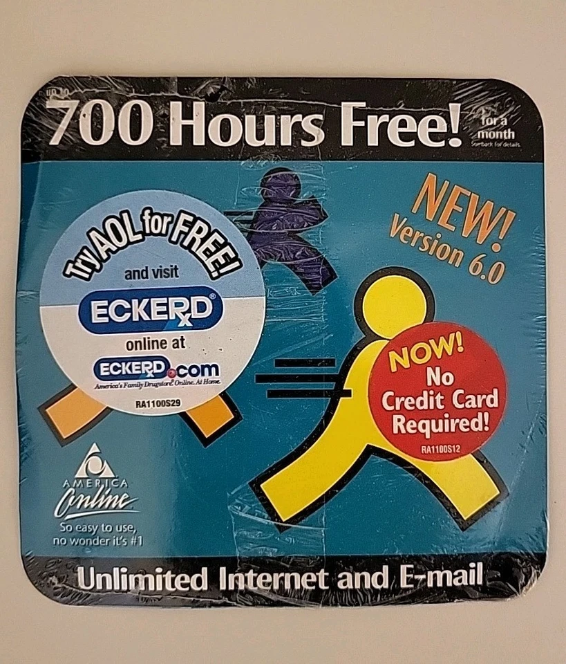 AOL 6.0 600 HOURS! Classic AOL Logo Brand New & Sealed - Internet History - CD - Image 2 of 2