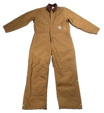 Carhartt Duck Coveralls Mens 44 Short Tan Quilted Barn Workwear Canvas VTG
