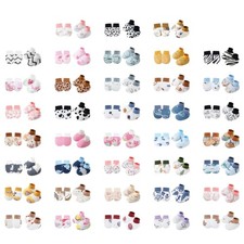 Infant Mittens Cotton Scratch Proof Gloves for Baby with Matching Foot Cover