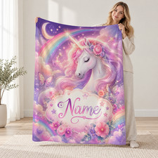 Personalized Unicorn 9 Coral Fleece Blanket Fantasy Decor