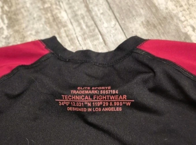Elite Sports Long Sleeve Black/red Rash Guard XL BJJ Jiu Jitsu No Gi - Image 4 of 4