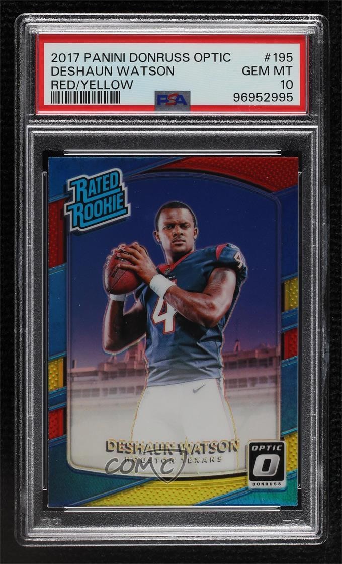 2017 Donruss Optic Rated Rookie Red and Yellow Prizm Deshaun Watson PSA 10 uk2