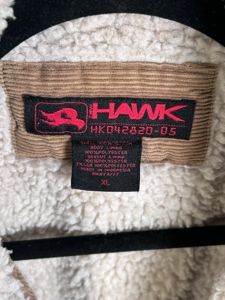 Abrigo de camionero vintage Tony Hawk marrón pana forrado Sherpa chaqueta XL Y2K para hombre Foto 4 de 4