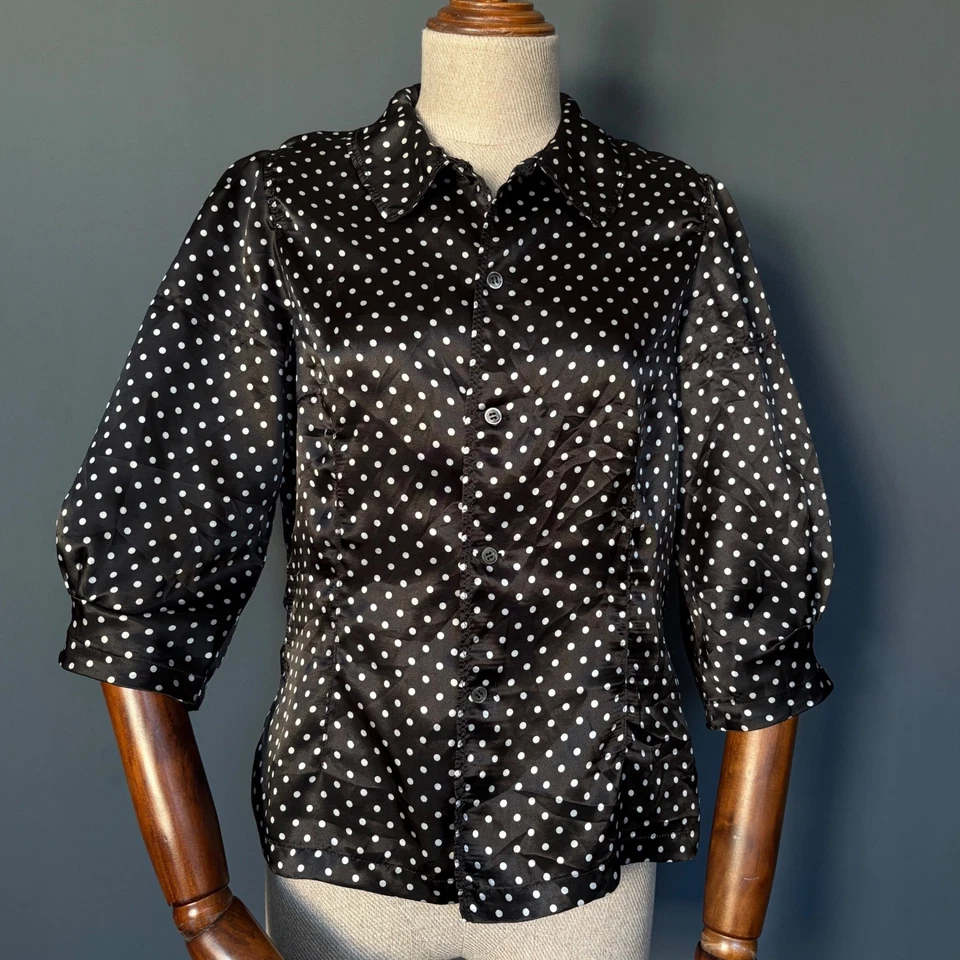 女式 Comme des Garçons 黑色圆点衬衫 - 尺寸 S - 日本制造 — 第 2/4 张图片