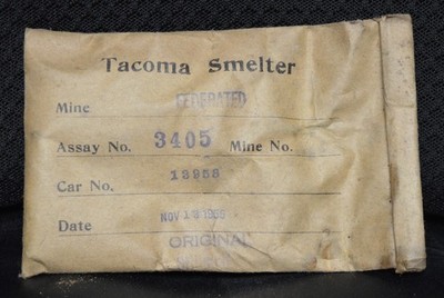 Genuine TACOMA SMELTER MINE SAMPLE,  1956, Assay #, Car #, ASARCO, Washington
