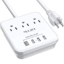 Cruise Essentials,6 Ft Power Strip with 3 Outlets and 4 USB Ports 1 USB C , N...
