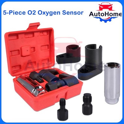 5PCS O2 Oxygen Sensor Socket Thread Chaser Set O2 Sensor Wrench Removal Tool Kit