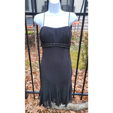 Dress Barn Collection Sleeveless Black Dress Ruffle Beaded Bodice Size 12P
