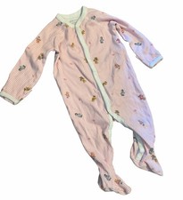 Ralph Lauren Baby Striped Teddy Bear Print Footed Sleeper One Piece Size 6M