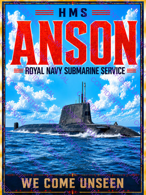 HMS ANSON ROYAL NAVY SUBMARINE SERVICE Vintage Style Poster