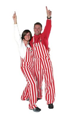 Adult Red White Striped Game Bibs Overalls