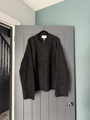 H&M OVERSIZED MOHAIR-BLEND JUMPER SIZE SMALL DARK GREY BNWT - Image 1 of 2