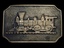 TG03150 VINTAGE 1978  STEAM ENGINE TRAIN  RAILROAD SOLID BRASS BTS BELT BUCKLE