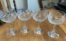 4 Vintage Cut Crystal Champagne coupe Glasses