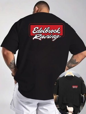 Men's Edelbrock Racing Graphic T-Shirt - Light Grey Racing Tee with Front & Bac