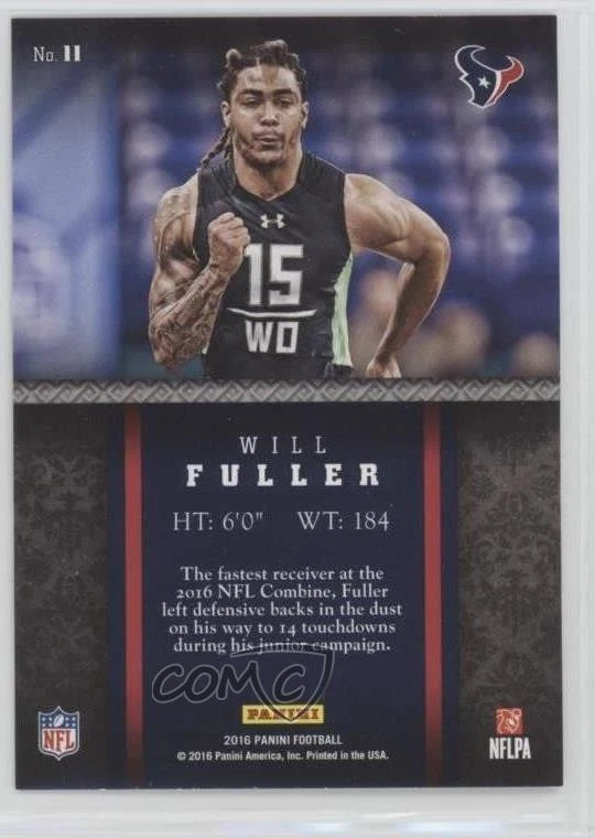 2016 Panini Combine Champions Will Fuller V Will Fuller #11 Rookie RC - Image 2 of 2