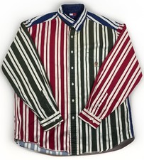 Men  s XL Vintage Tommy Hilfiger Long Sleeve Button Down Letterblock Striped