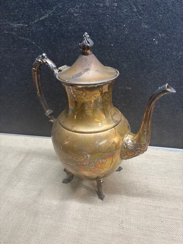 PITCHER FOOTED Silver-plate on Copper 11" X 12" S CROWN COFFEE URN