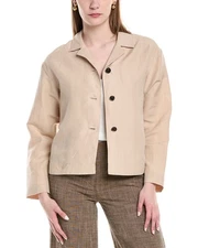 Lafayette 148 New York Drop Shoulder Silk & Linen-Blend Cropped Jacket Women's