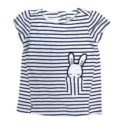 baby club baby girls jersey dress with bunny appliqué pocket striped size 56