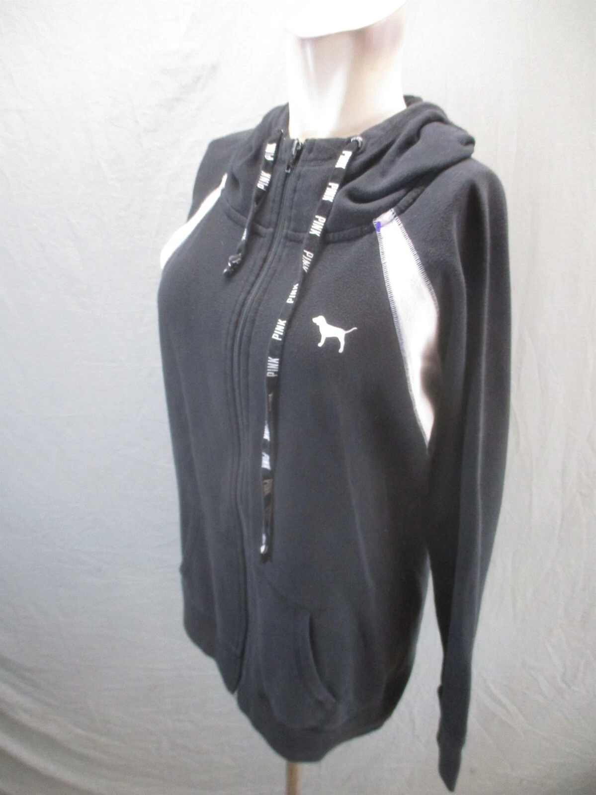 UNDERCOVER Felpa con cappuccio sportiva Victoria's Secret ROSA taglia M donna nera full zip pile 740