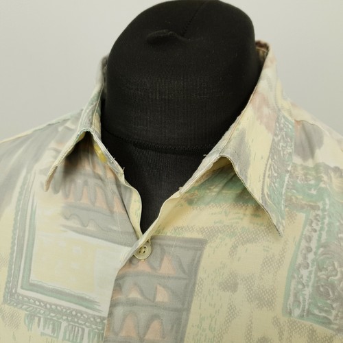 Camisa Vintage Crazy Funky Hippie 43/44 XL Retro Amarilla Relajada Abstracto Festival - Imagen 6 de 7