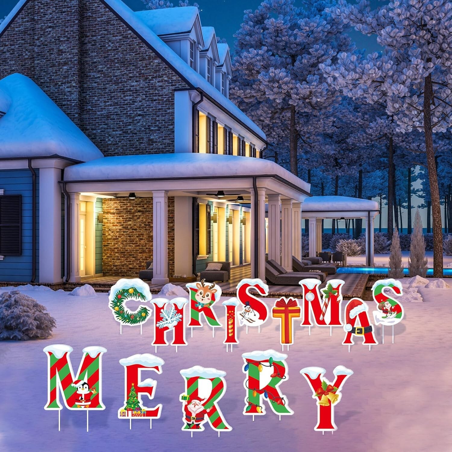 14 Pcs Christmas Yard Decorations Outdoor Merry Christmas Yard Sign