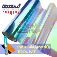 12"X96" Galaxy Chameleon Chrome Light Blue Headlight Taillight Fog Light Film