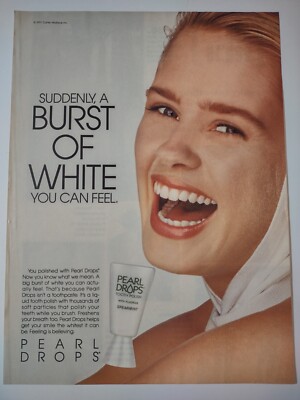 Vintage 1990s Print Ad Pearl Drops Tooth Polish Toothpaste