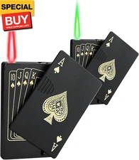2 Pack Jet Torch Lighter Ace Card Lighter Green Flame Refillable Butane Lighter 