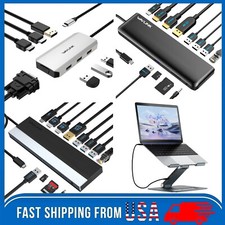 USB C HUB Docking Station Triple Quad Display PD Charging DisplayPort Dual HDMI