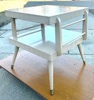 NO SHIPPING VINTAGE MCM BLONDE FORMICA END TABLE / SIDE TABLE REALLY SHARP — photo 1