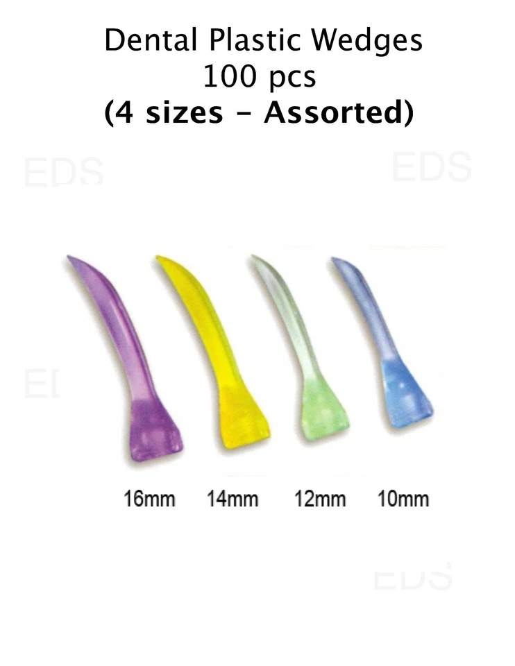PLASDENT Dental Plastic Wedges - 100 pcs - (4 sizes - Assorted)