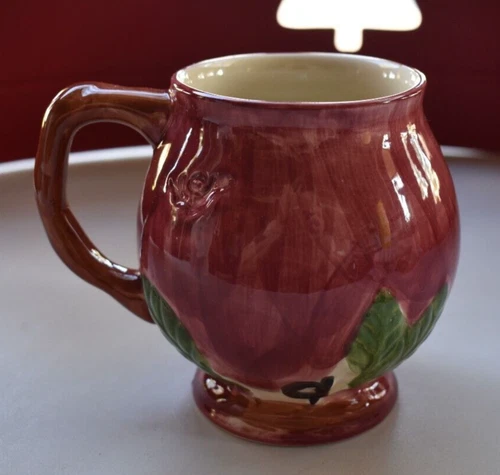 1 ~ Franciscan Apple Shape Coffee Mug Cup 14 oz Hand Painted Portugal VTG 1985